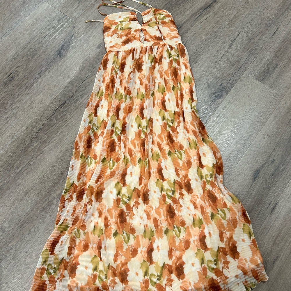Floral Maxi Dress in Orange and Green